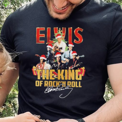 Elvis Presley Santa Hat The King Of Rock N Roll Christmas Signatures Shirt