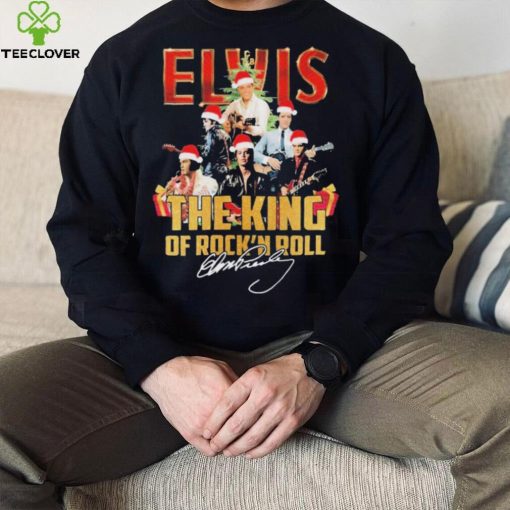 Elvis Presley Santa Hat The King Of Rock N Roll Christmas Signatures Shirt