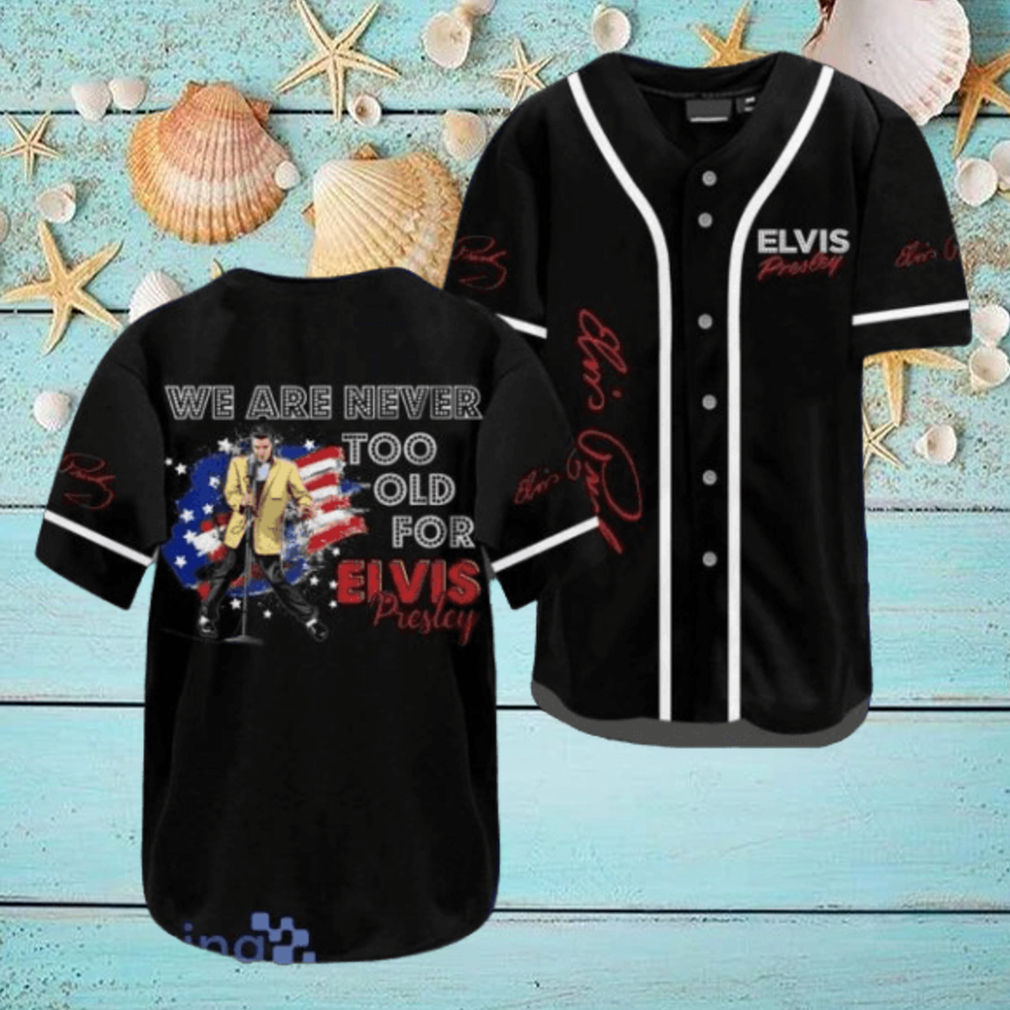 Elvis Presley With America Flag Black Jersey Baseball Shirt Style Gift Shirt Elvis Presley With America Flag Black Jersey Baseball Shirt Style Gift Shirt