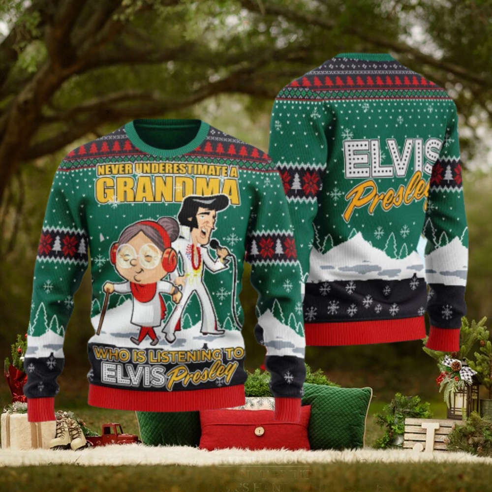 Elvis Presley With Grandma Ugly Christmas Sweater 3D Gift Idea Christmas Elvis Presley With Grandma Ugly Christmas Sweater 3D Gift Idea Christmas