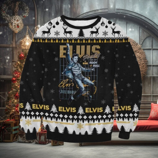 Elvis Presley Xmas Sweater, Elvis Presley Ugly Sweater, King Of Rock And Roll Sweater, Elvis Christmas Sweater, Elvis King Sweatshirt