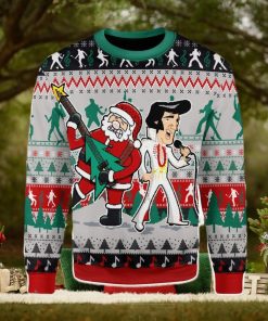 Elvis With Santa Christmas Ugly Christmas Sweater Xmas Gift Men And Women Christmas Sweater