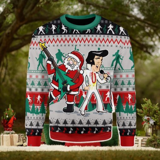 Elvis With Santa Christmas Ugly Christmas Sweater Xmas Gift Men And Women Christmas Sweater