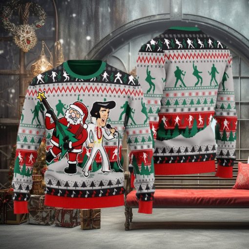 Elviss Presleyy With Santa Ugly Christmas Sweater 3D Gift Idea Christmas