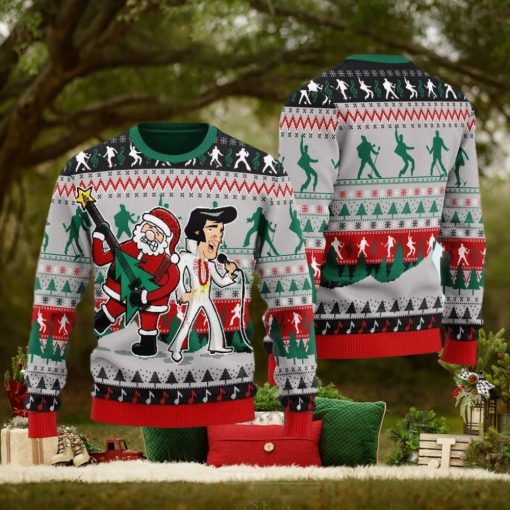 Elviss Presleyy With Santa Ugly Christmas Sweater 3D Gift Idea Christmas