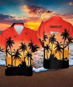 Embraer E Jet Aircraft Hawaiian Shirt Red Color All Over Print For Beach