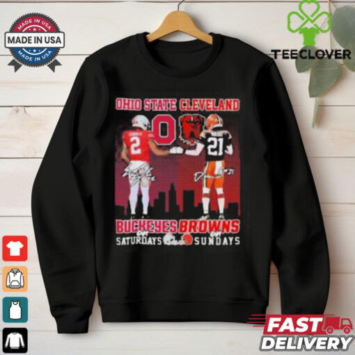 Emeka Egbuka Ohio State Buckeyes On Saturdays X Denzel Ward Cleveland Browns On Sundays Shirt