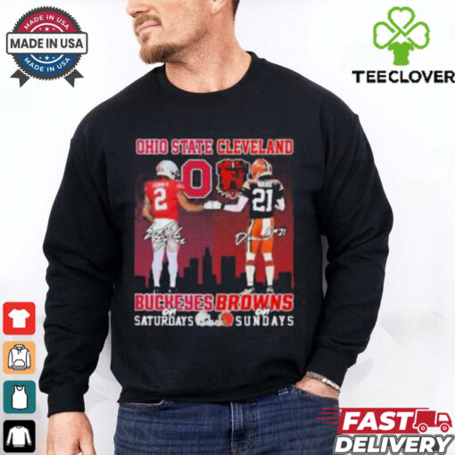 Emeka Egbuka Ohio State Buckeyes On Saturdays X Denzel Ward Cleveland Browns On Sundays Shirt
