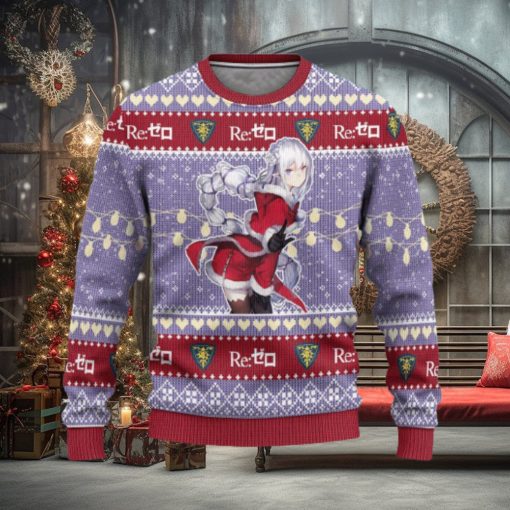 Emilia Anime Ugly Christmas Sweater 3D Gift For Men And Women Custom Re Zero Xmas Gift