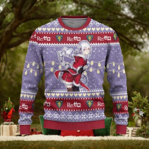Emilia Anime Ugly Christmas Sweater 3D Gift For Men And Women Custom Re Zero Xmas Gift