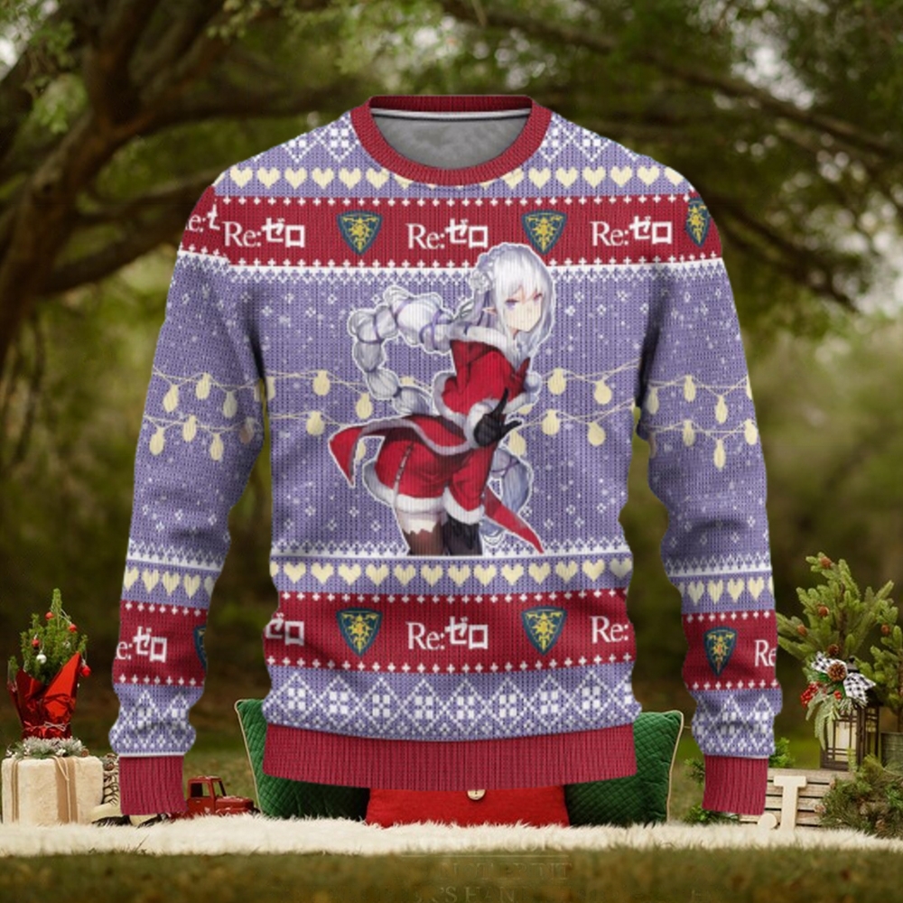 Emilia Anime Ugly Christmas Sweater 3D Gift For Men And Women Custom Re Zero Xmas Gift Emilia Anime Ugly Christmas Sweater 3D Gift For Men And Women Custom Re Zero Xmas Gift