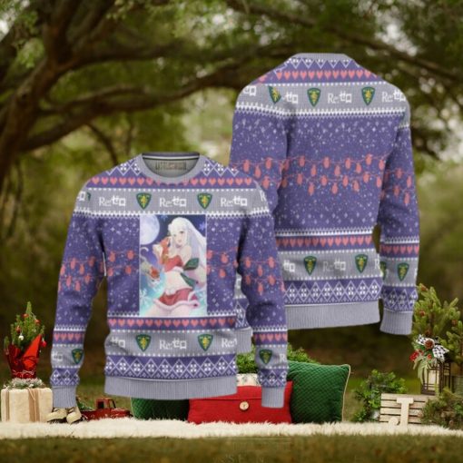 Emilia x Puck Anime Ugly Christmas Sweater Custom Re Zero Xmas Gift