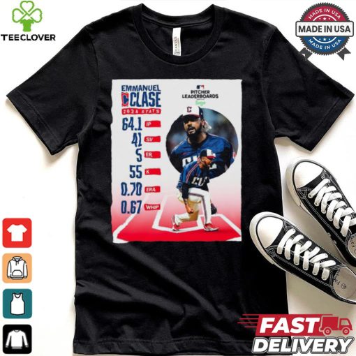 Emmanuel Clase Guardian 2024 Stats 64.1 Ip 41 SV 5 ER 55 K 0.70 Era 0.67 Whip shirt