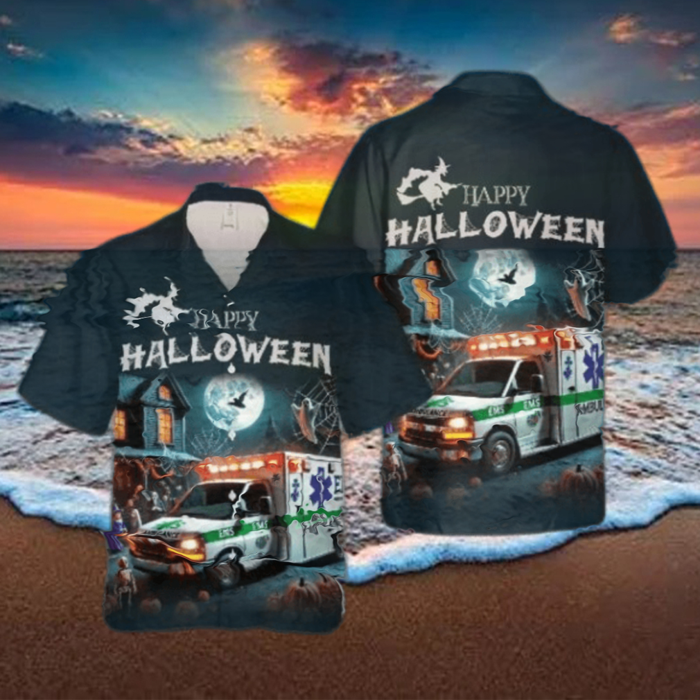 Ems Ambulance Halloween Hawaiian Shirt Ems Ambulance Halloween Hawaiian Shirt