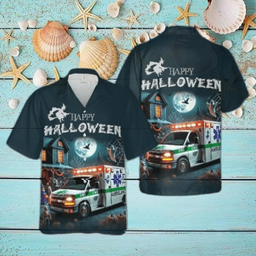 Ems Ambulance Halloween Hawaiian Shirt Ems Ambulance Halloween Hawaiian Shirt