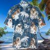 English Bulldo In Tropical Plants Pattern Blue And White Hawaiian Shirt Aloha Shirt For Men Women