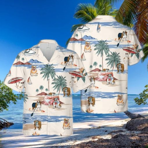 English Bulldog Beach Hawaiian Shirt