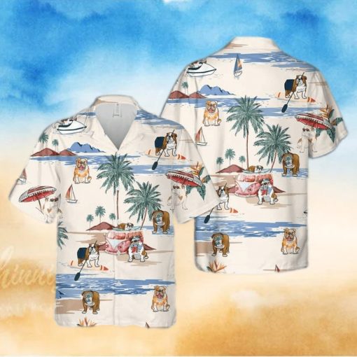 English Bulldog Beach Hawaiian Shirt