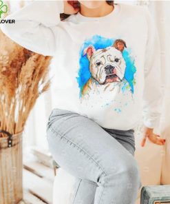 English Bulldog pet portrait watercolor painting T Shirt