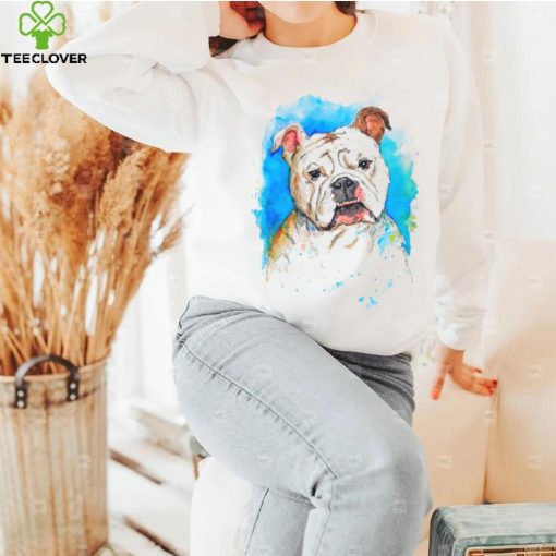 English Bulldog pet portrait watercolor painting T Shirt