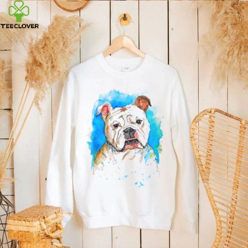 English Bulldog pet portrait watercolor painting T Shirt