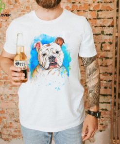 English Bulldog pet portrait watercolor painting T Shirt