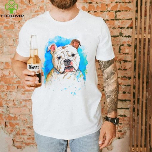 English Bulldog pet portrait watercolor painting T Shirt