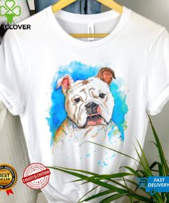 English Bulldog pet portrait watercolor painting T Shirt