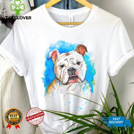 English Bulldog pet portrait watercolor painting T Shirt