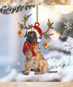 English Mastiff Reindeer Shape Christmas 2 sides Ornament