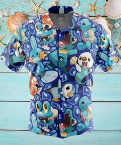 Water Type Starters Pokemon Button Up Hawaiian Shirt