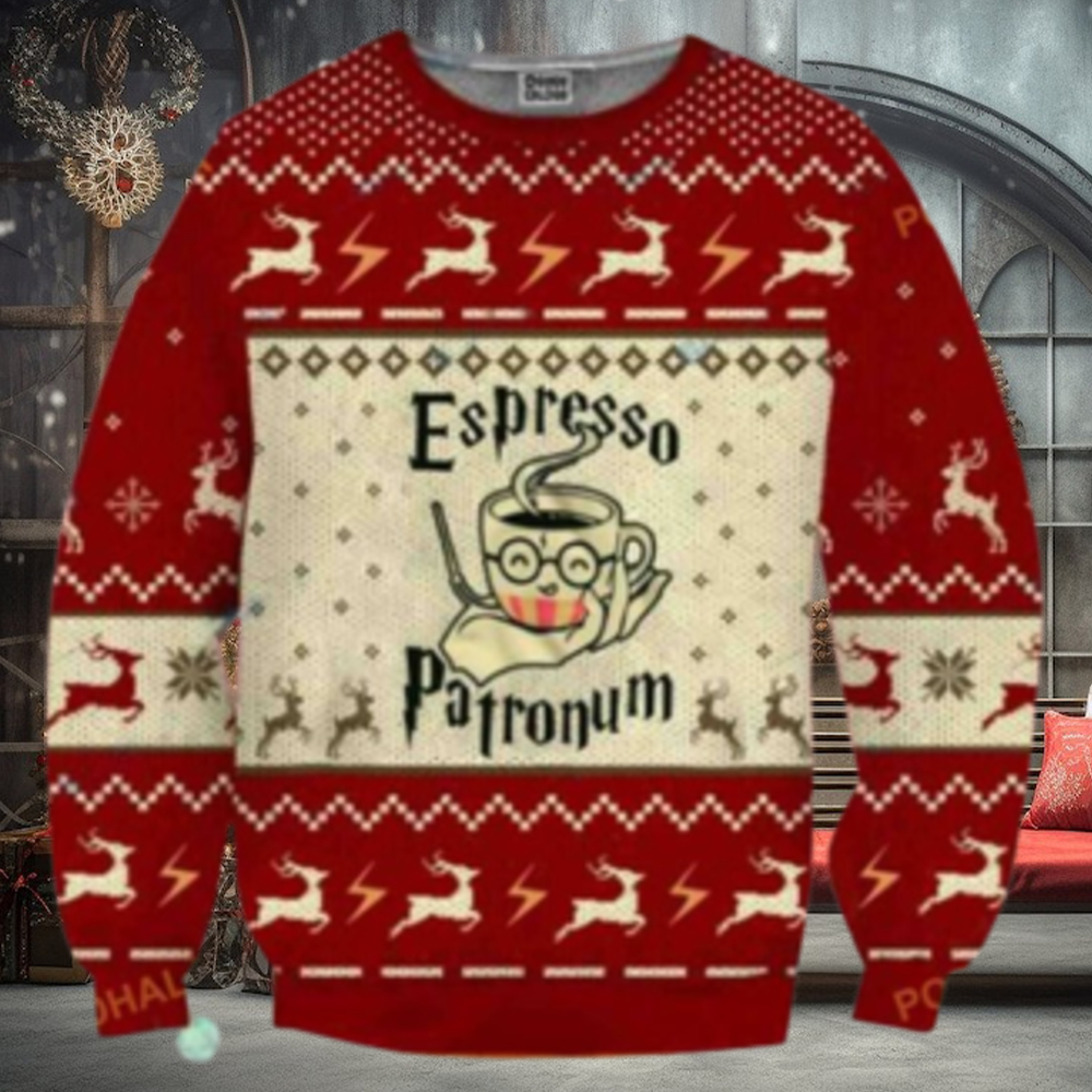 Espresso Patronum Coffee Lover Ugly Christmas Wool Harry Potter Sweater Espresso Patronum Coffee Lover Ugly Christmas Wool Harry Potter Sweater