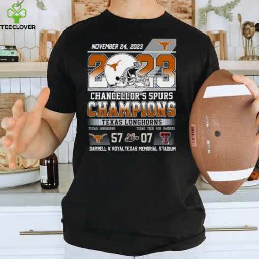 November 24, 2023 Chancellor’s Spurs Champions Texas Longhorns 57 – 07 Texas Tech Red Raiders Darrell K Royal Texas Memorial Stadium T Shirt