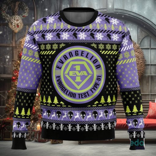Eva 01 Neon Genesis Evangelion 3D Ugly Christmas Sweater Christmas Gift Ideas Party Gift
