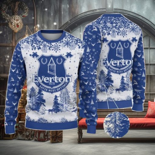 Everton Big Logo Pine Trees Big Fans Gift Christmas Sweater For Men And Women