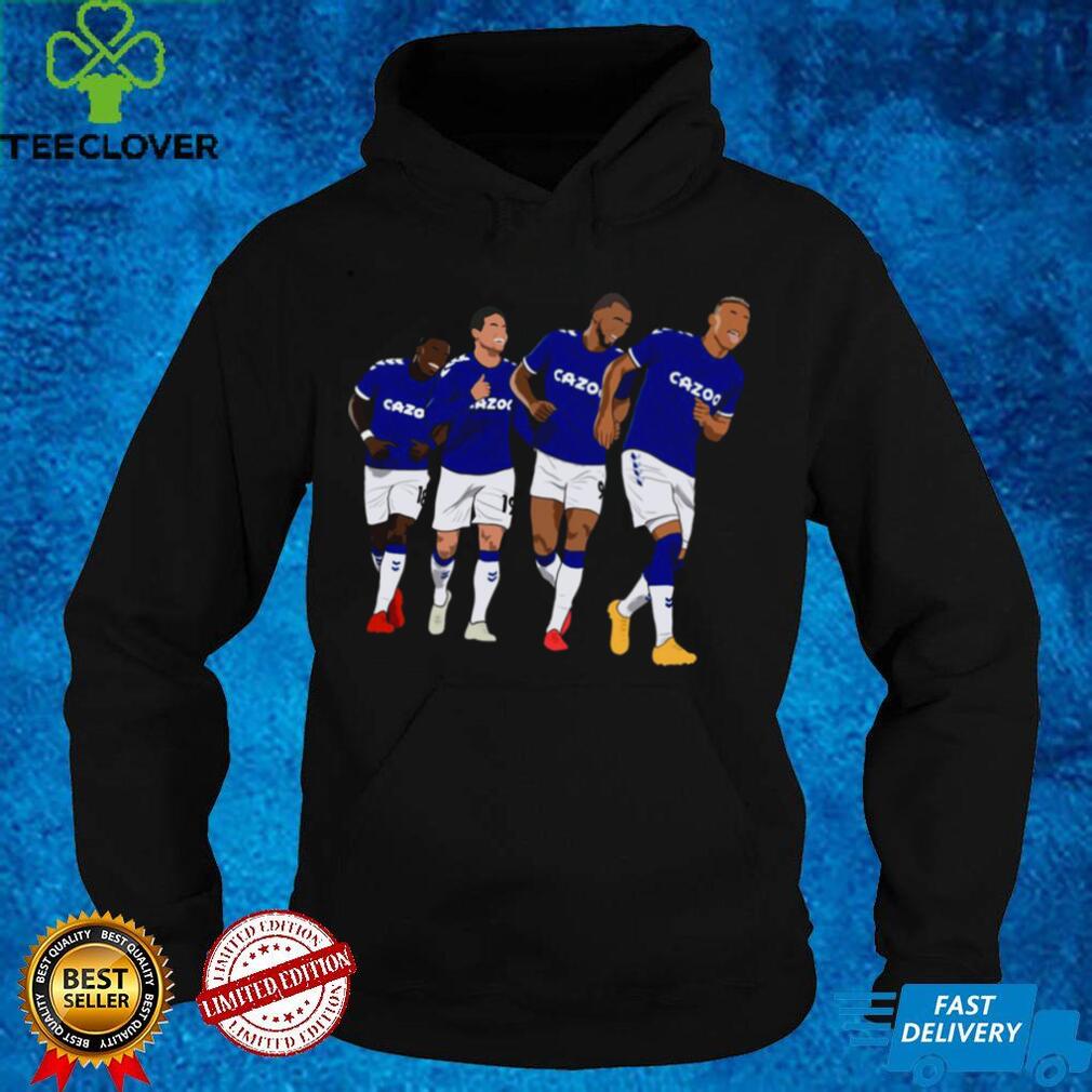 Everton Goal Celebration Richarlison Calvert Lewin Rodriguez Nkounkou shirt
