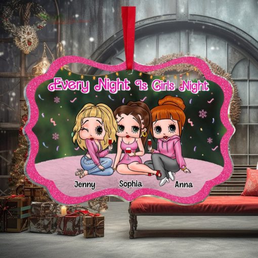 Every Night Is Girls Night, Personalized Ornament, Christmas Gift For Besties