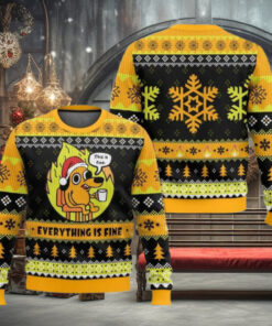 Everything Is Fine Christmas Sweater, Funny Christmas Gift Ideas for Memes