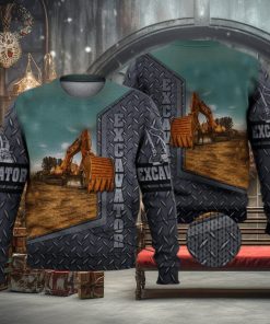 Excavator Cool Grey 3D Full Print Ugly Sweater Christmas Gift Sweater