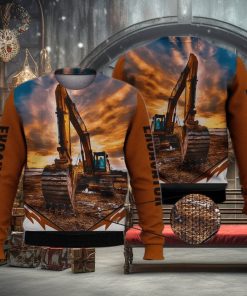 Excavator Orange 3D Full Print Ugly Sweater Christmas Gift Sweater