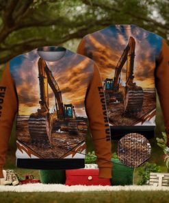 Excavator Orange 3D Full Print Ugly Sweater Christmas Gift Sweater