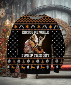 Excuse Me While I Whip This Out Horse Blazing Saddles Christmas Ugly Sweater