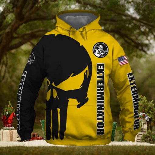 Exterminator Punisher Skull US Flag Black Yellow 3D Printed Hoodie