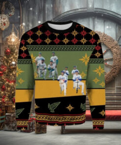 MLB LA Dodgers Team Lineup Green And Gold Ugly Christmas Sweater