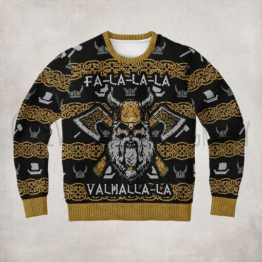 FA LA LA LA Valhalla La Ugly Christmas Wool Sweater