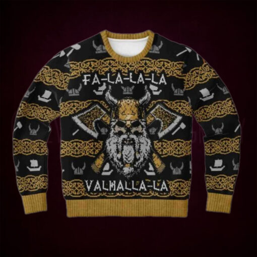 FA LA LA LA Valhalla La Ugly Christmas Wool Sweater