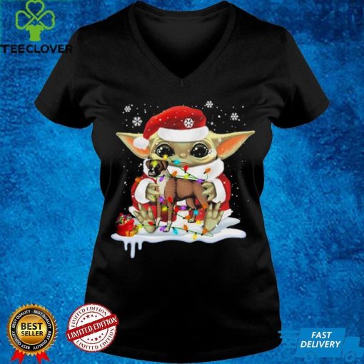 FAYMYNIES Funny Baby #Yoda Hug Boxer Dog Christmas T Shirt