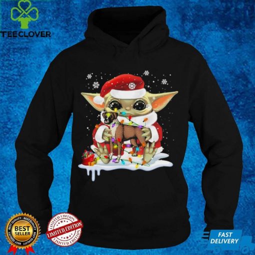 FAYMYNIES Funny Baby #Yoda Hug Boxer Dog Christmas T Shirt