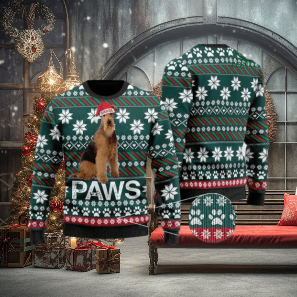 Airedale Terrier Santa Printed Christmas Ugly Sweater Airedale Terrier Santa Printed Christmas Ugly Sweater