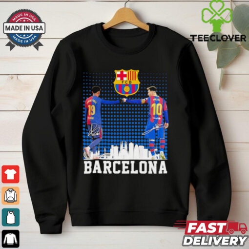 FC Barcelona Lamine Yamal and Lionel Messi signatures shirt